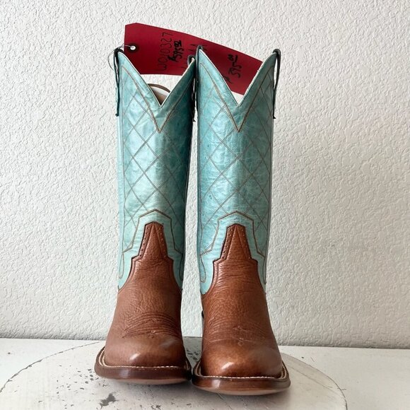 Rod Patrick Womens Cowboy Boots 6.5AA Brown Turquoise Top Western Cowgirl Tall - Picture 5 of 12